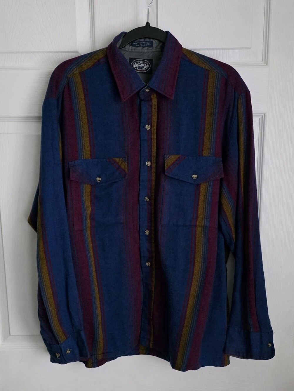 VTG Alpine Trail Striped Flannel Western Button Down Shirt L 16-16.5